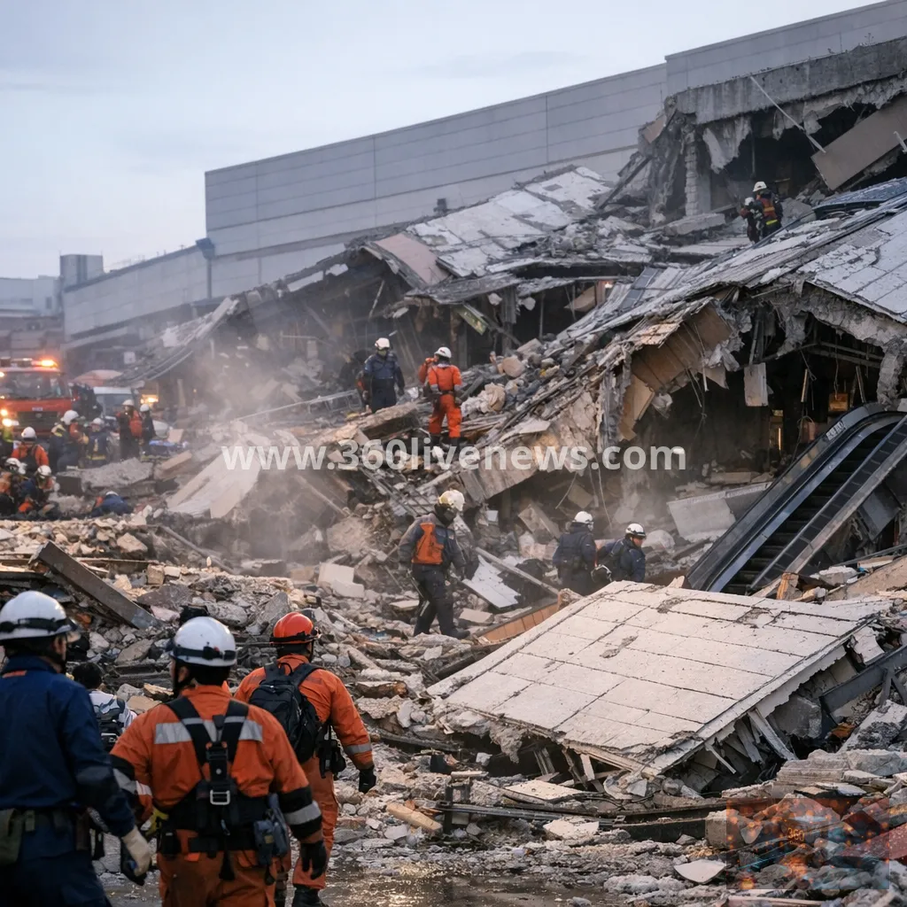 Strong earthquake in southwest Japan traps people in collapsed shopping centre as emergency response expands