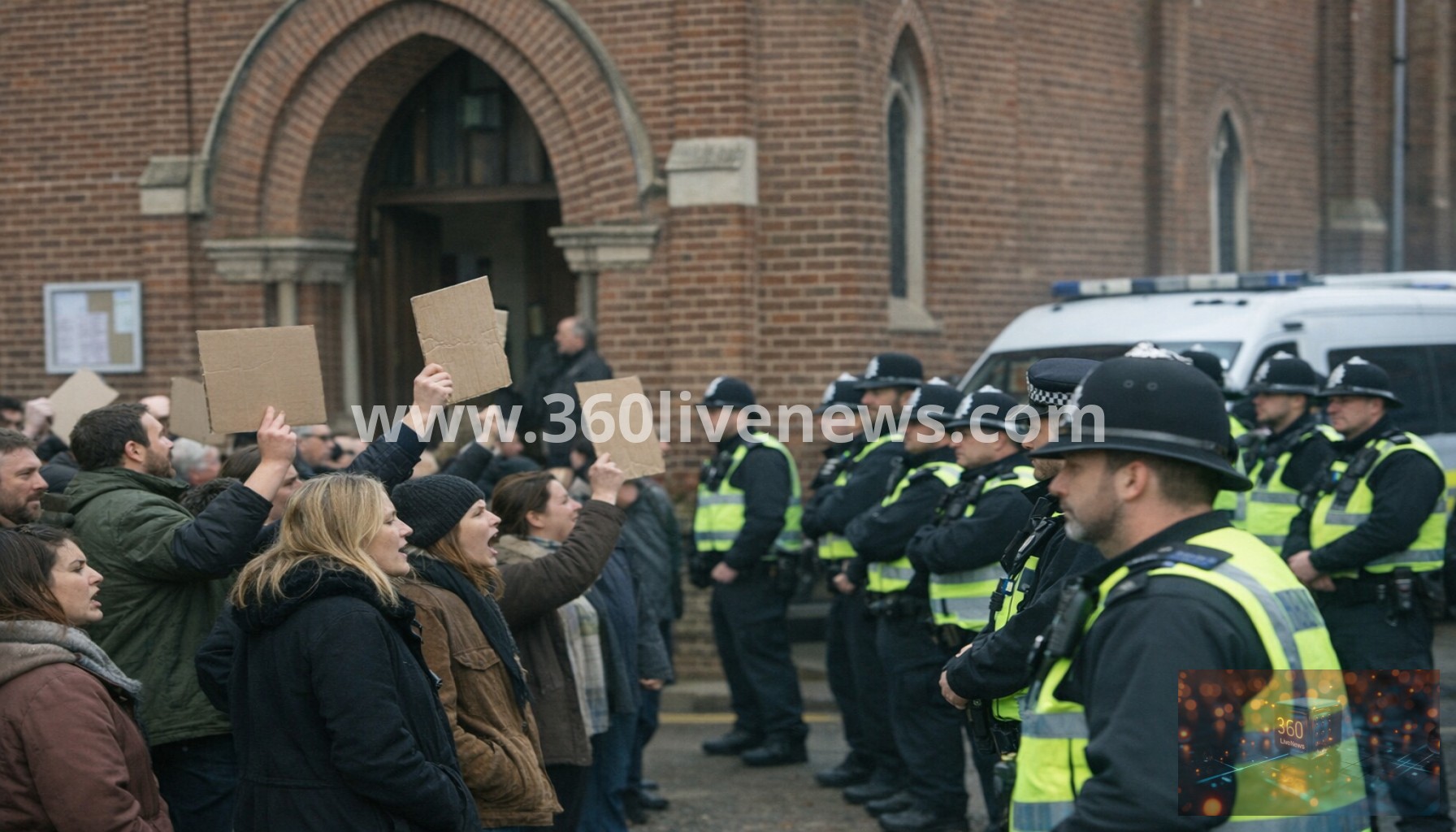 Protest and police deployment after rape outside Epsom church