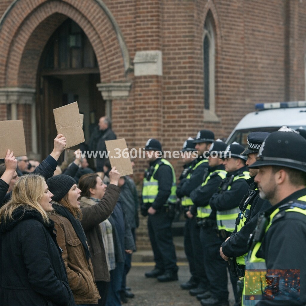 Protest and police deployment after rape outside Epsom church