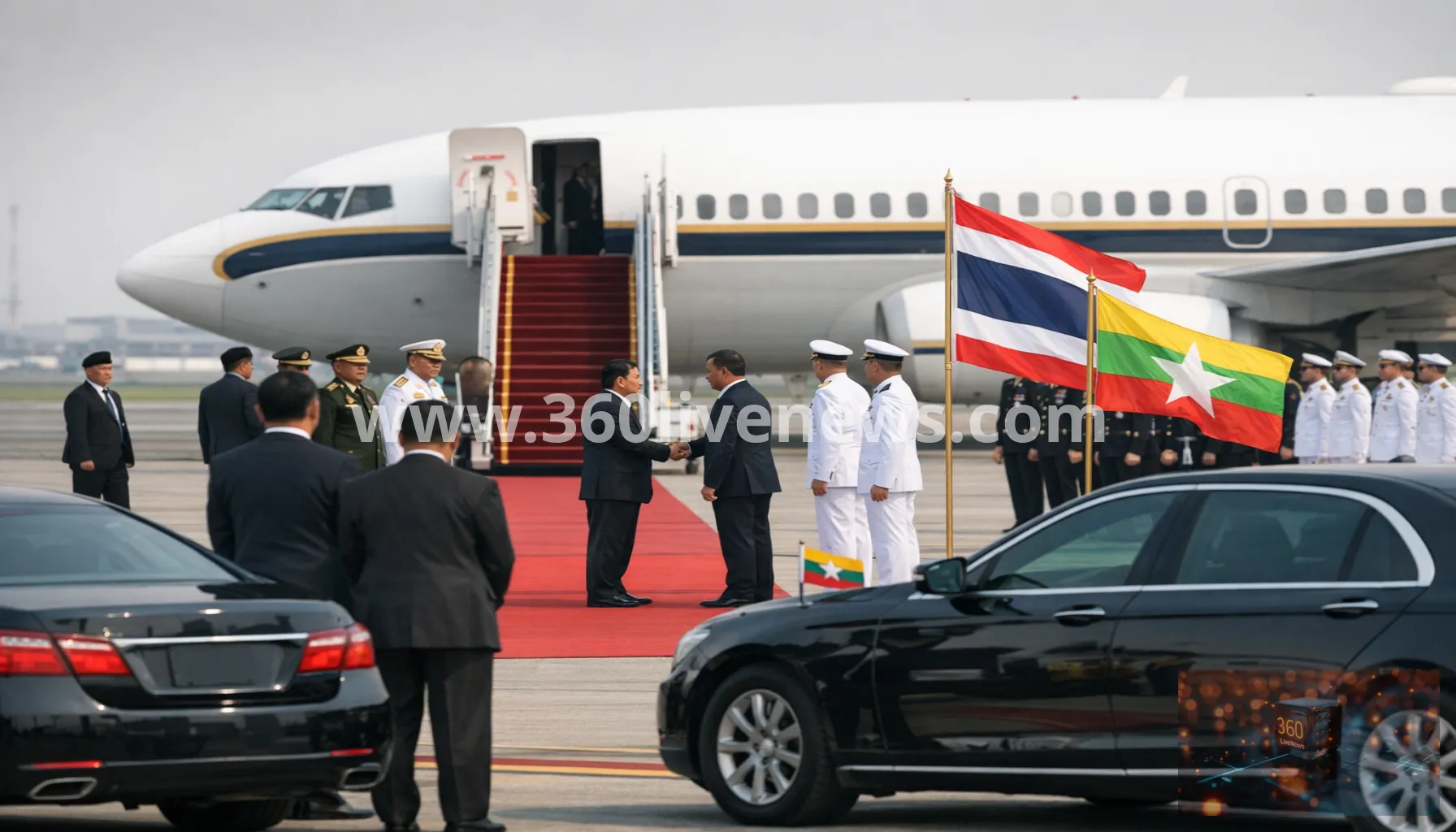Myanmar leader Min Aung Hlaing arrives in Thailand on first visit since 2021 coup