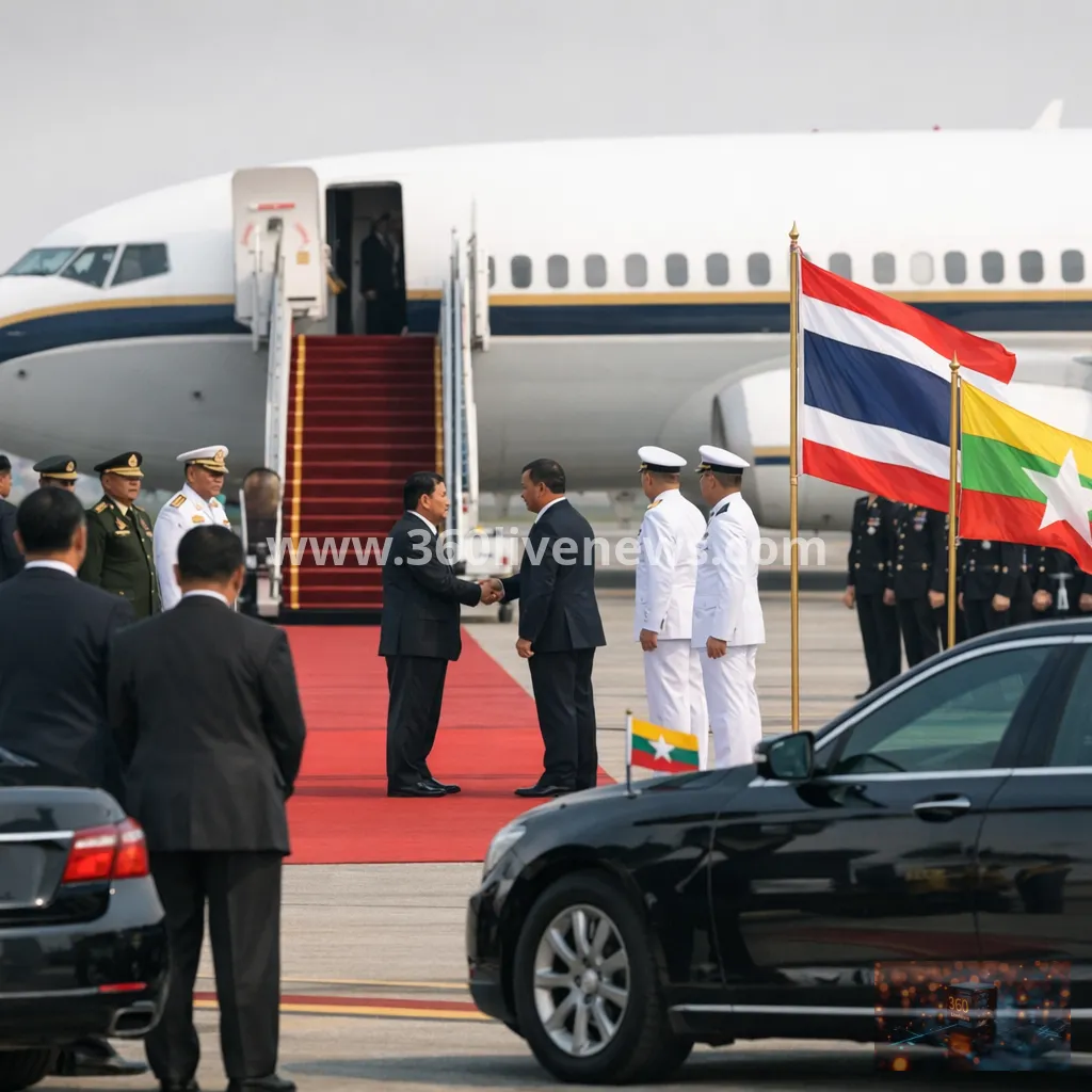 Myanmar leader Min Aung Hlaing arrives in Thailand on first visit since 2021 coup
