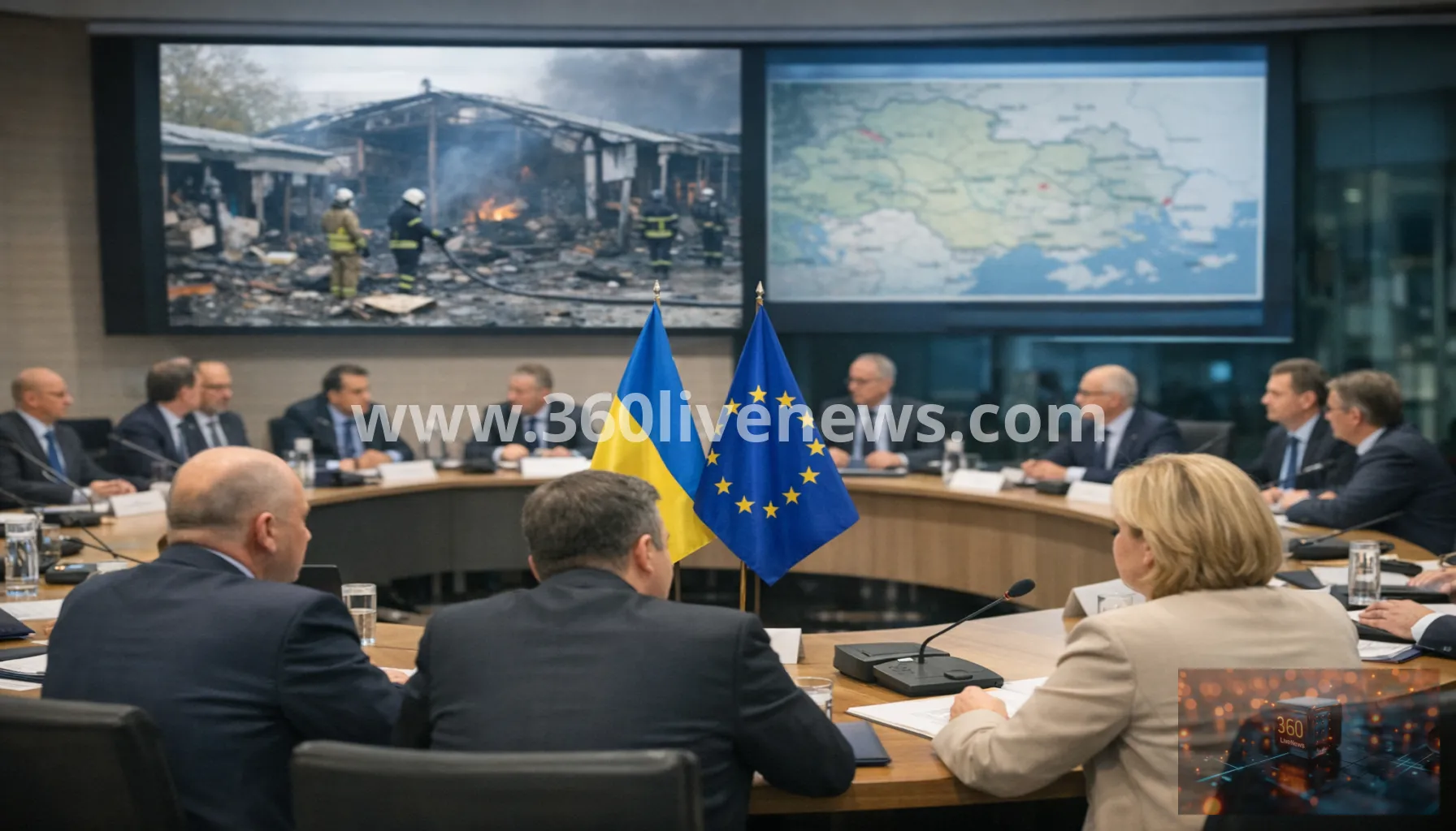 Ukraine faces intensified Russian drone attacks as Kharkiv market strike kills two during Brussels talks