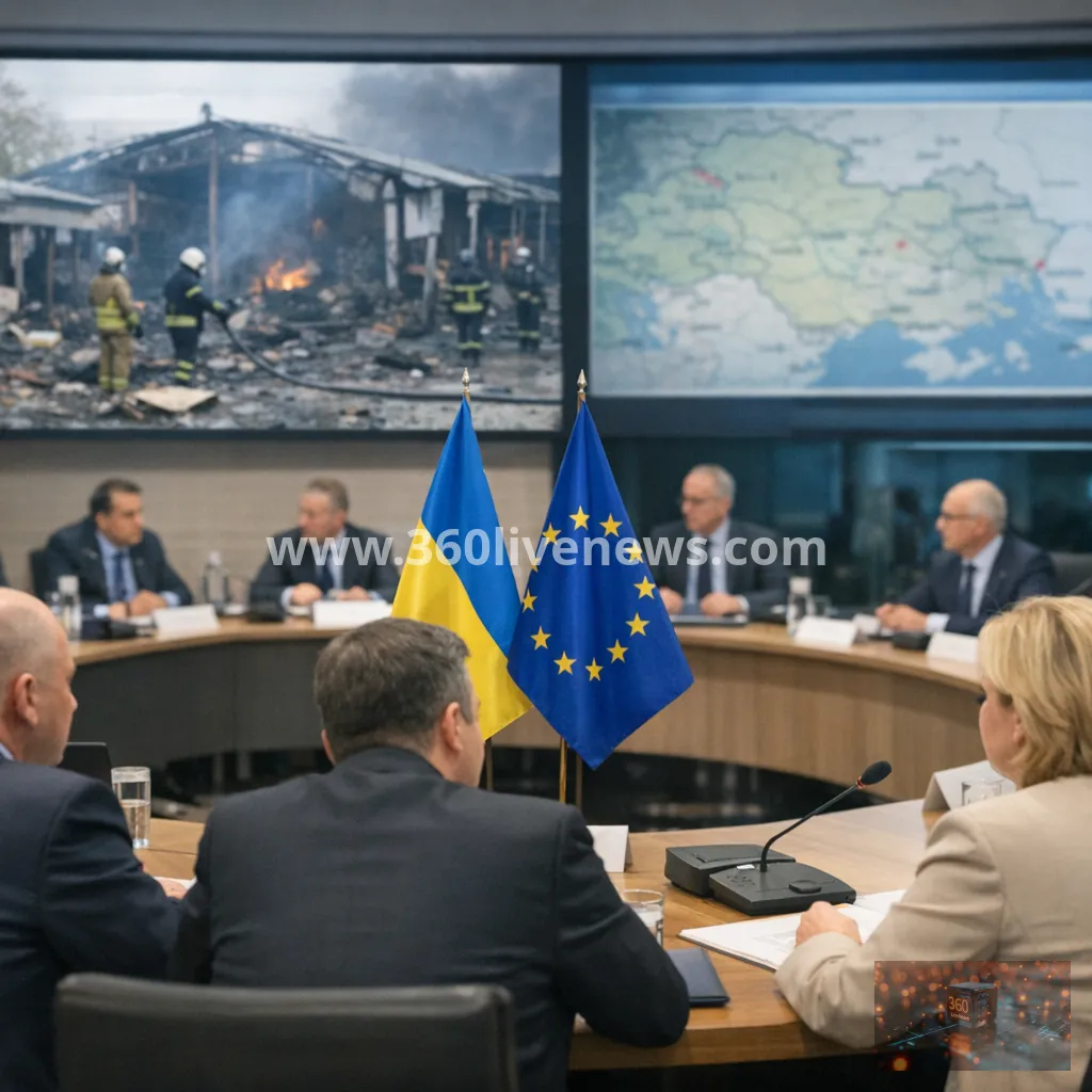 Ukraine faces intensified Russian drone attacks as Kharkiv market strike kills two during Brussels talks