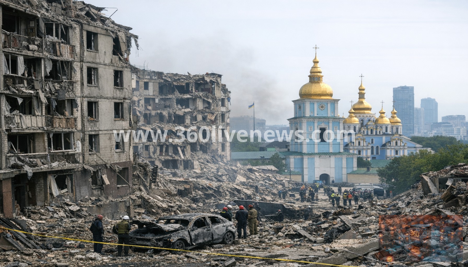 Zelenskyy visits Kyiv damage after overnight Russian missile and drone assault