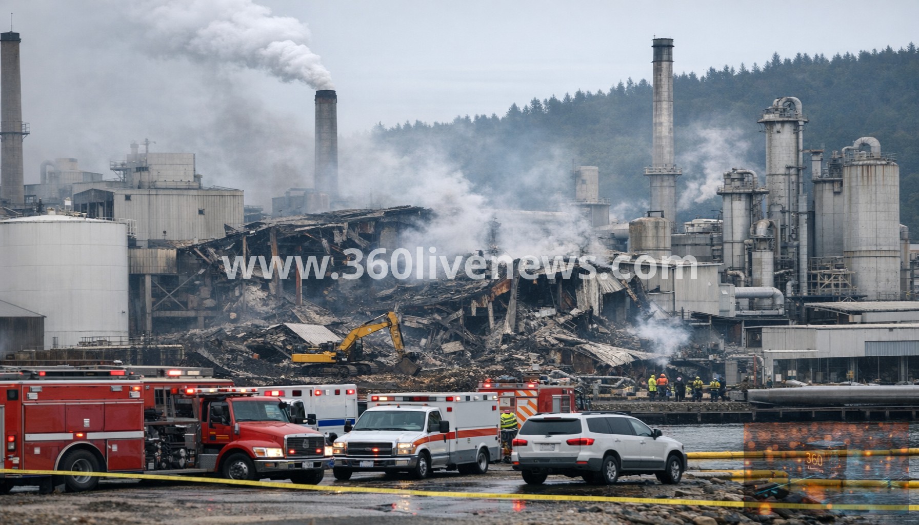 One killed and nine missing after chemical explosion at Washington paper mill