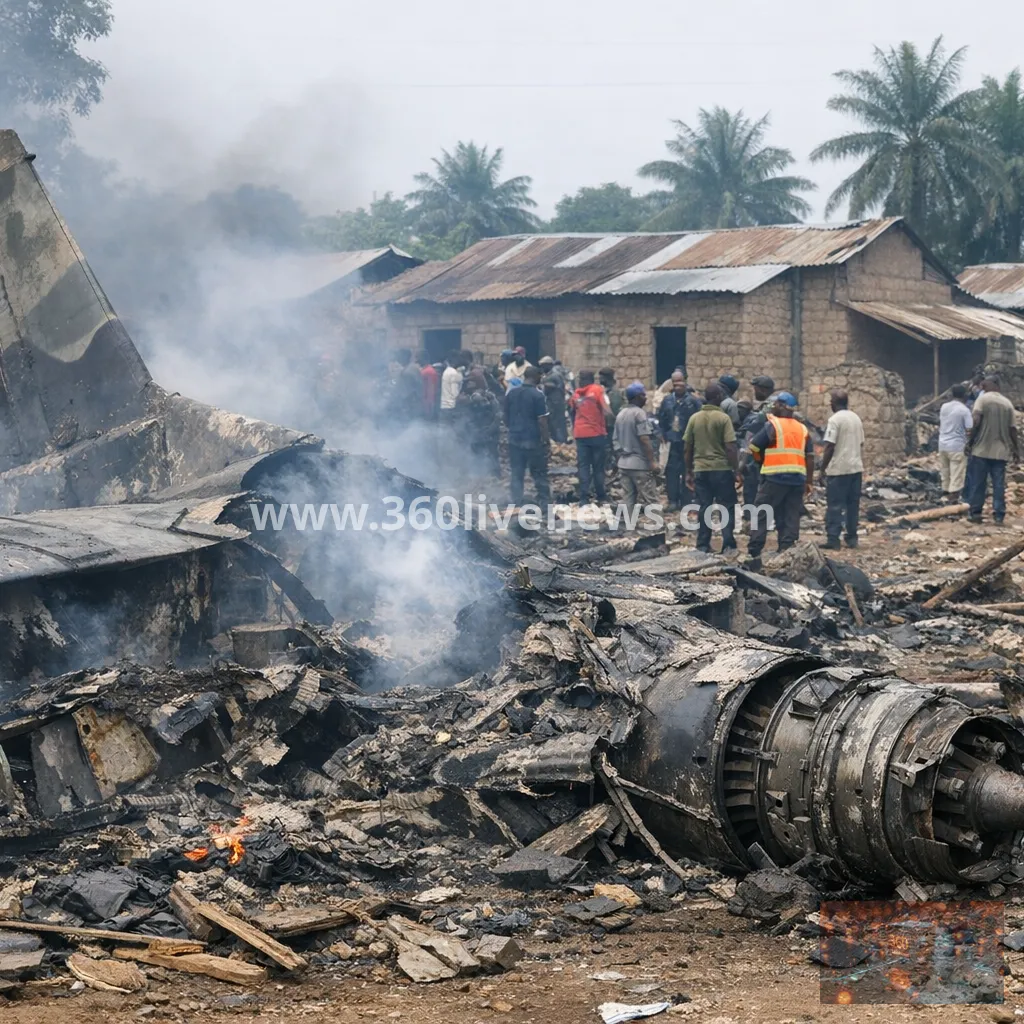 At least 13 killed as military plane crashes near homes in Kenge, DR Congo