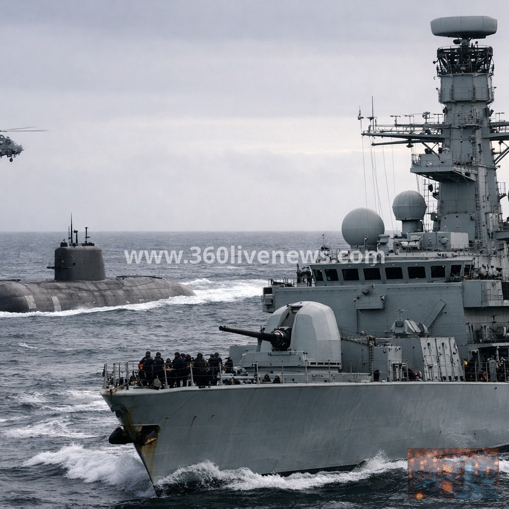 UK Ministry of Defence reports successful tracking of three Russian submarines in North Atlantic by Royal Navy and RAF operation