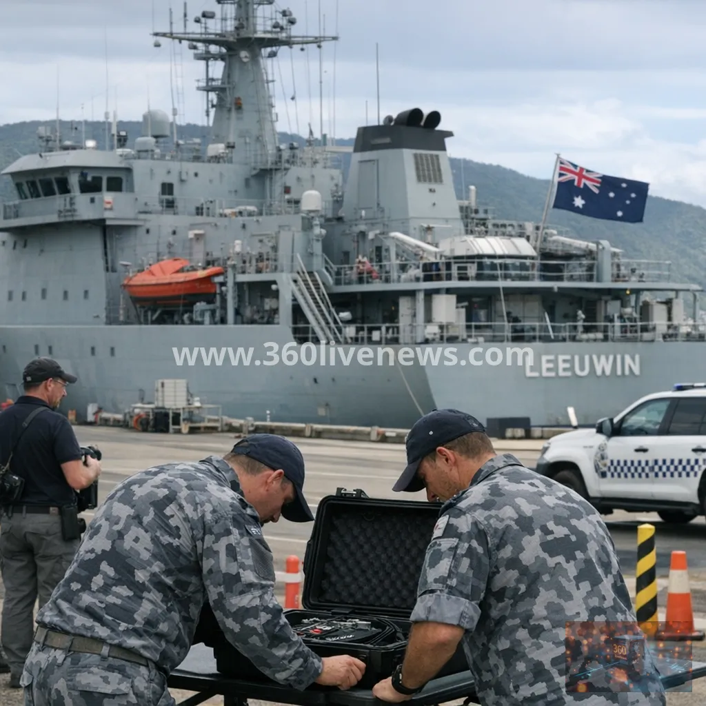 Hidden recording device found aboard Australian navy ship HMAS Leeuwin in Cairns