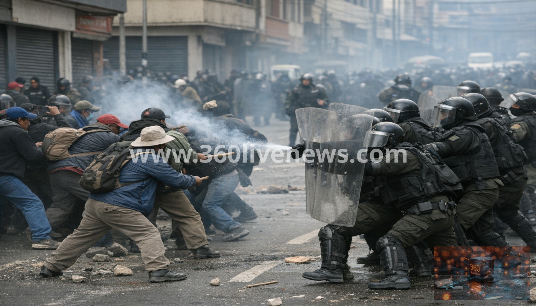 Bolivia protests enter third day as workers clash with police over fuel prices