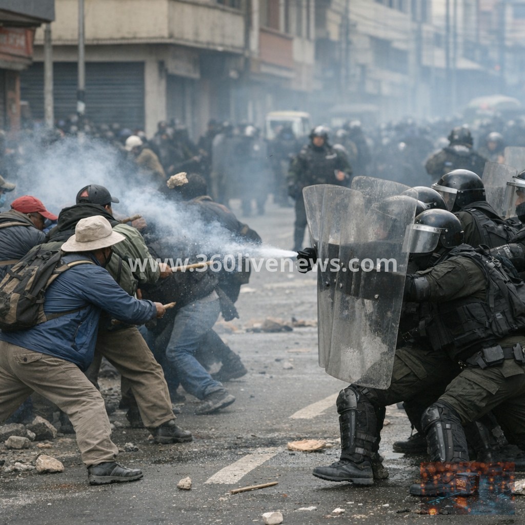Bolivia protests enter third day as workers clash with police over fuel prices