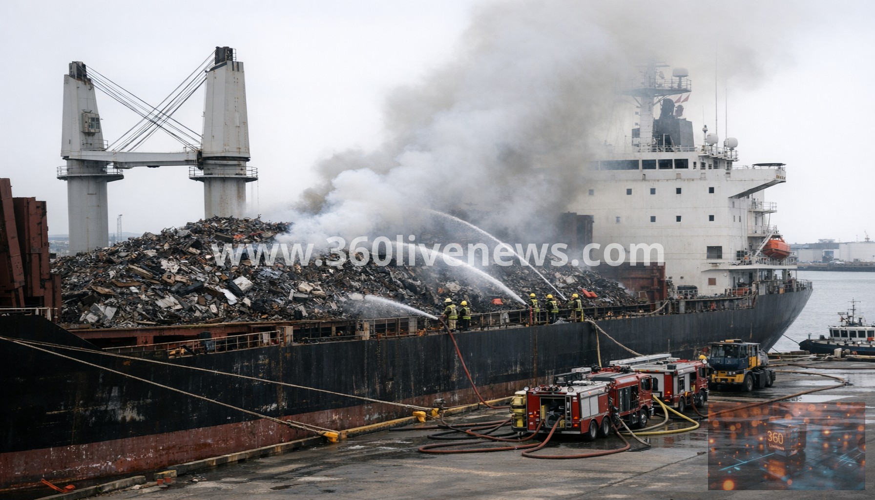 Fire Contained on Ship Carrying Scrap Metal at Newport Docks
