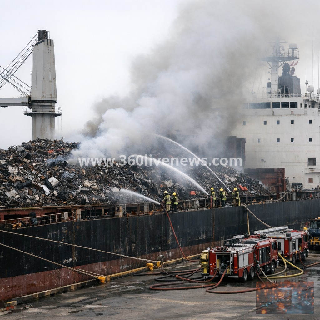Fire Contained on Ship Carrying Scrap Metal at Newport Docks