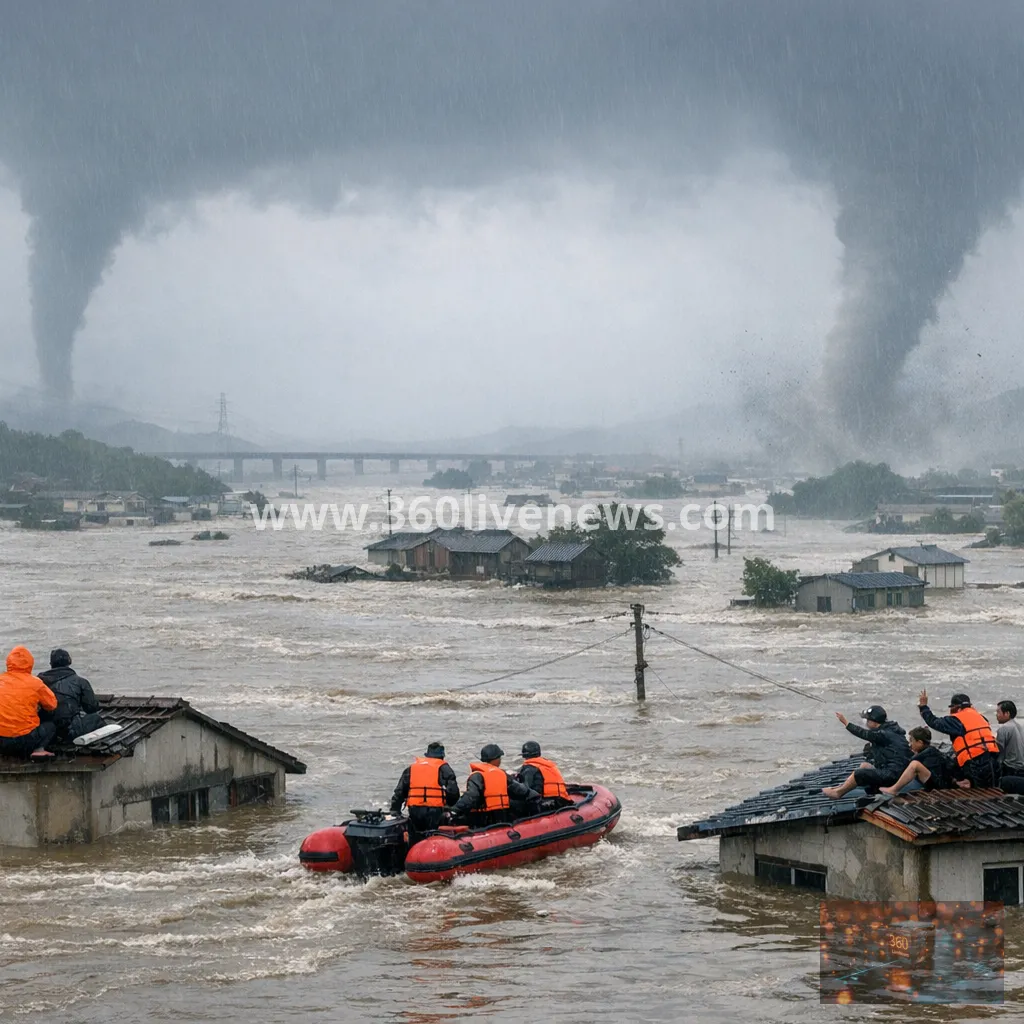 China flooding worsens as Typhoon Maysak leaves people stranded on rooftops and triggers tornadoes