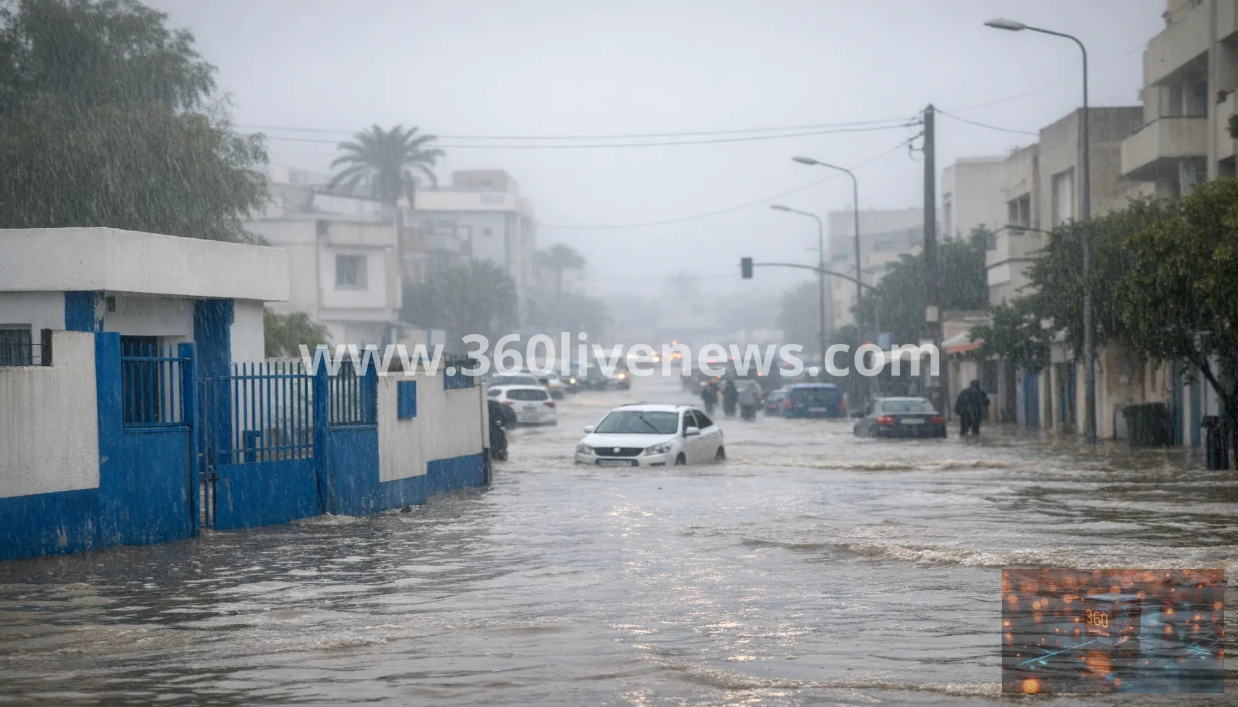 Torrential rain and flooding in Tunis force school closures