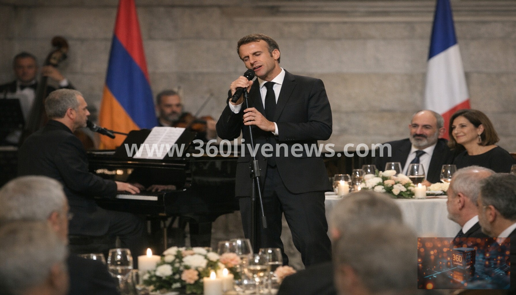 Macron performs Aznavour song at official dinner in Armenia