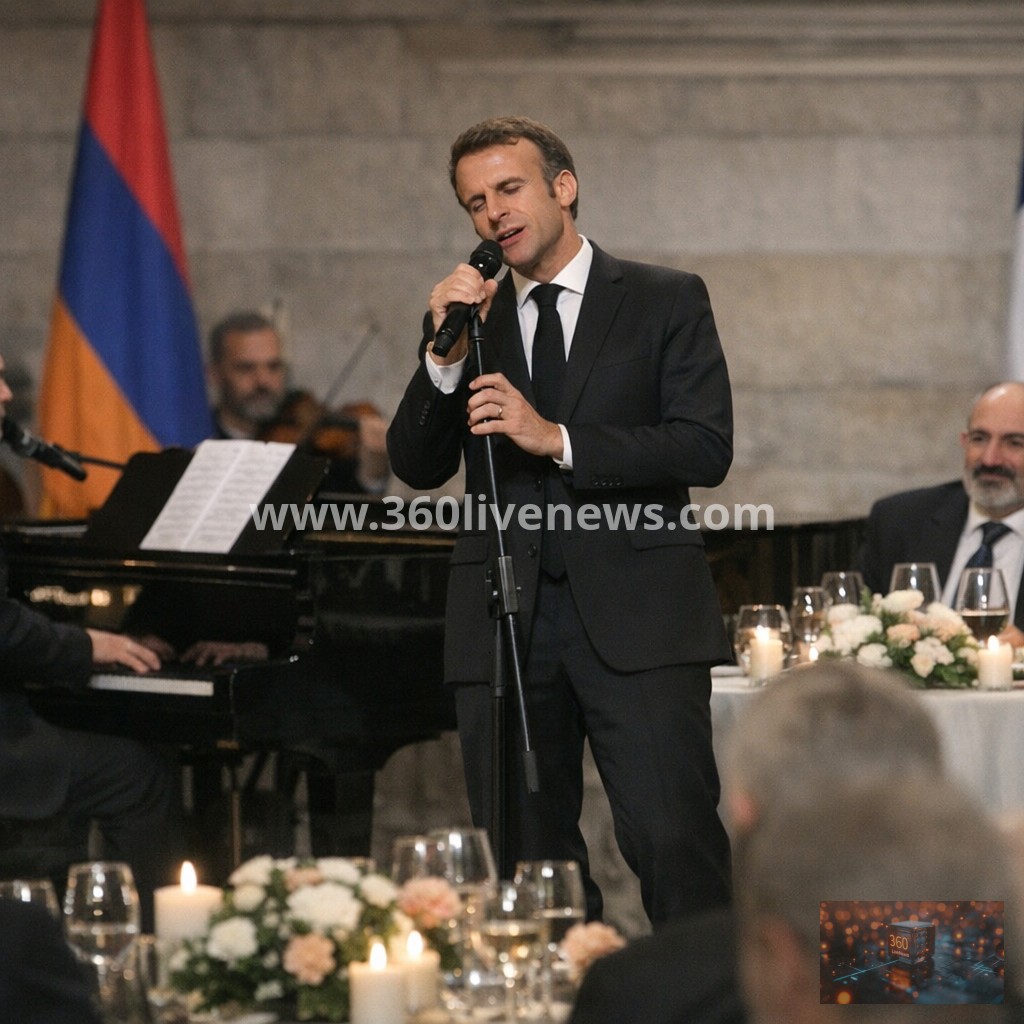 Macron performs Aznavour song at official dinner in Armenia