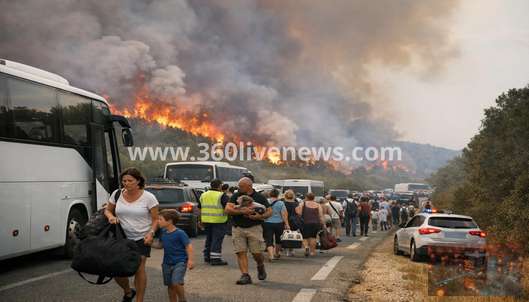 Mass evacuations as wildfires rage in France and Spain