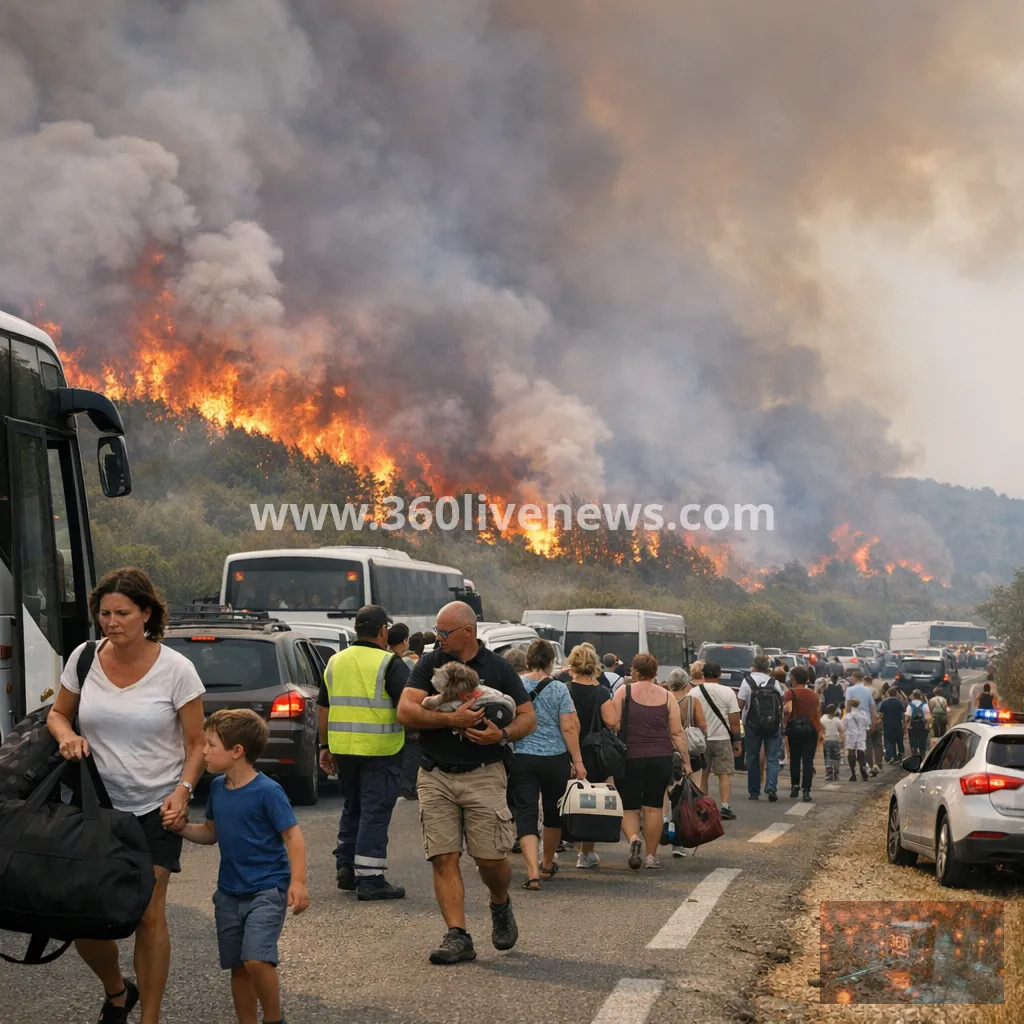 Mass evacuations as wildfires rage in France and Spain