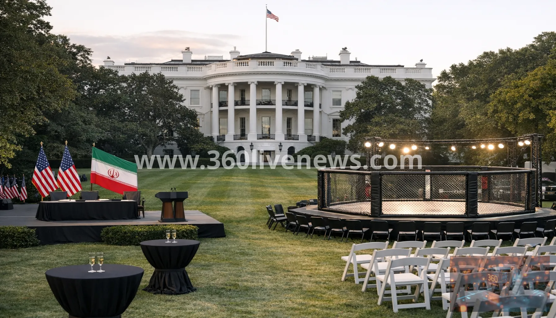 Trump celebrates 80th birthday with Iran deal and UFC cage fight on the White House South Lawn