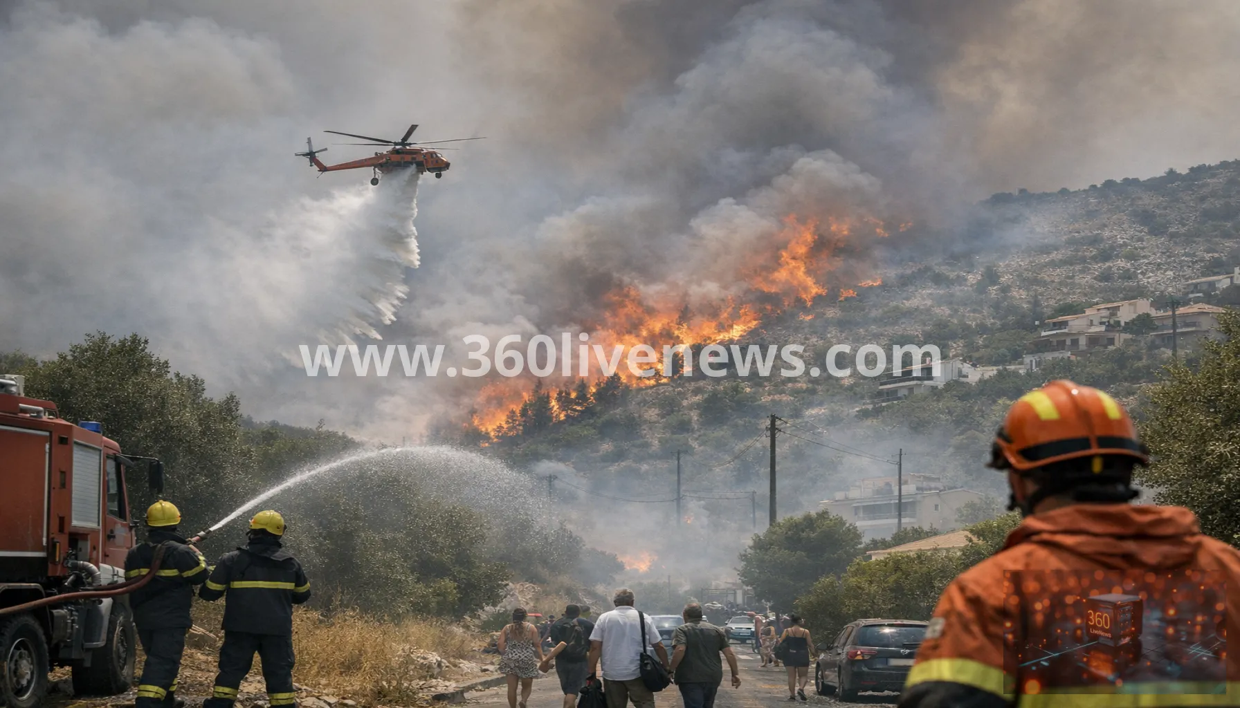 Greece battles major wildfires near Athens as evacuations continue west of the capital