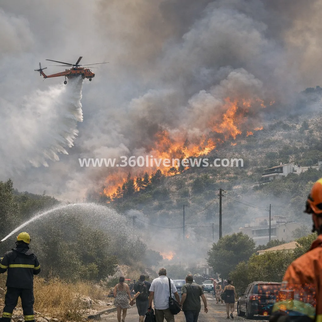 Greece battles major wildfires near Athens as evacuations continue west of the capital