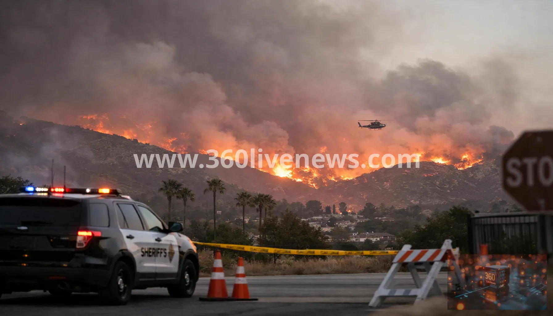 Wildfires burn through Riverside County in southern California as evacuations ordered