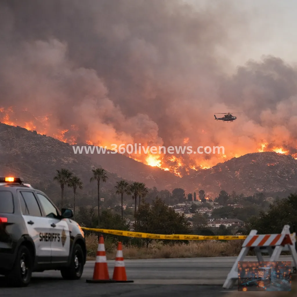 Wildfires burn through Riverside County in southern California as evacuations ordered
