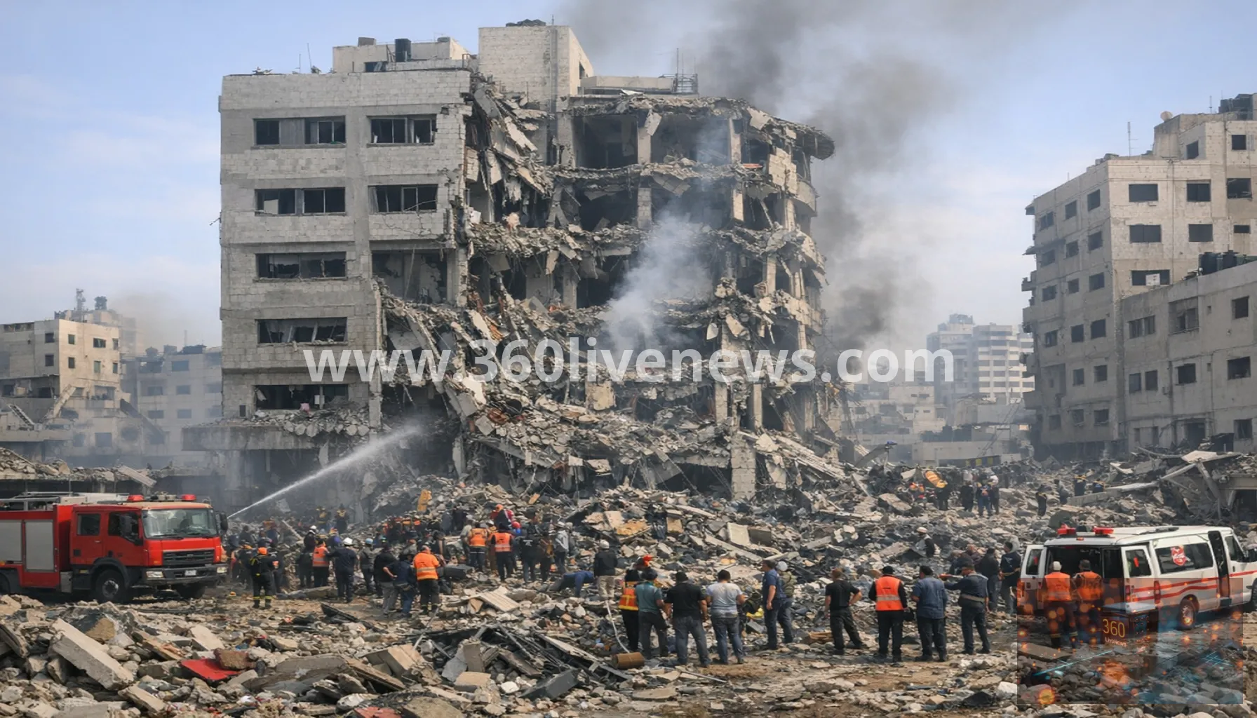 Israeli strike on Gaza City police headquarters kills nine