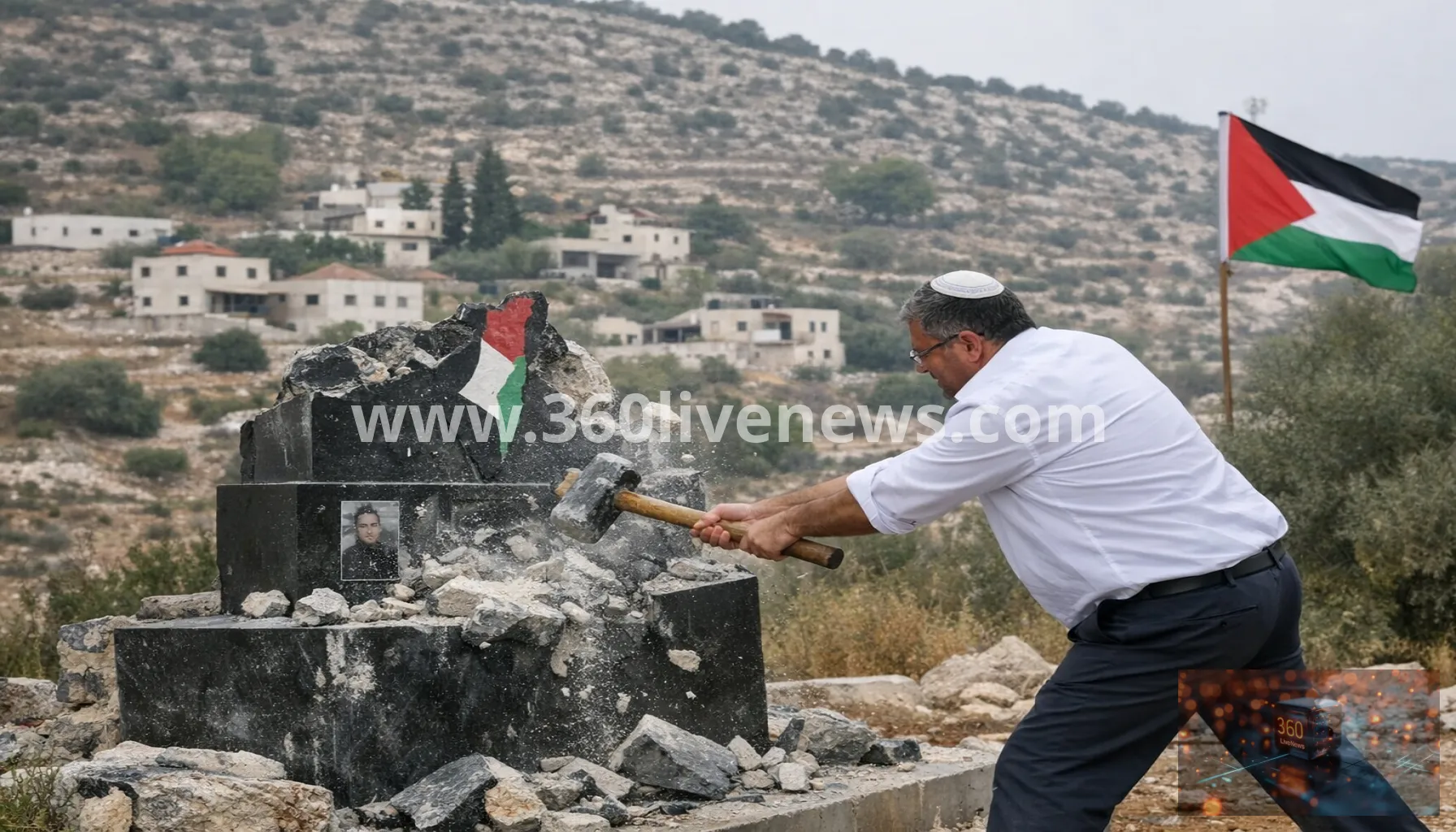 Israeli lawmaker damages Palestinian memorial in West Bank village of Madama