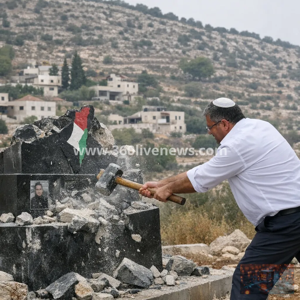 Israeli lawmaker damages Palestinian memorial in West Bank village of Madama