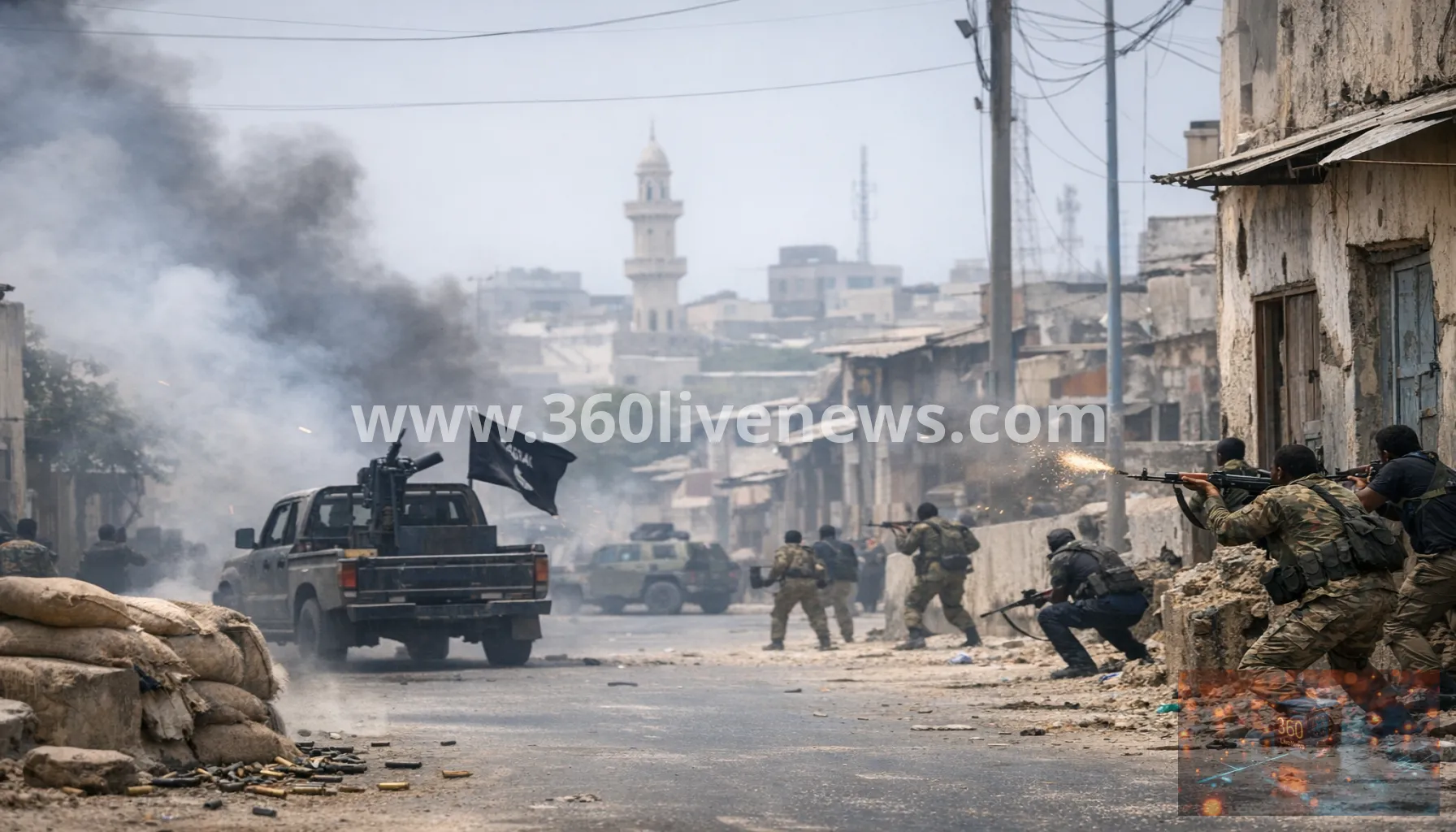 Gunfire in Mogadishu as Somali troops and opposition militias clash before planned protests