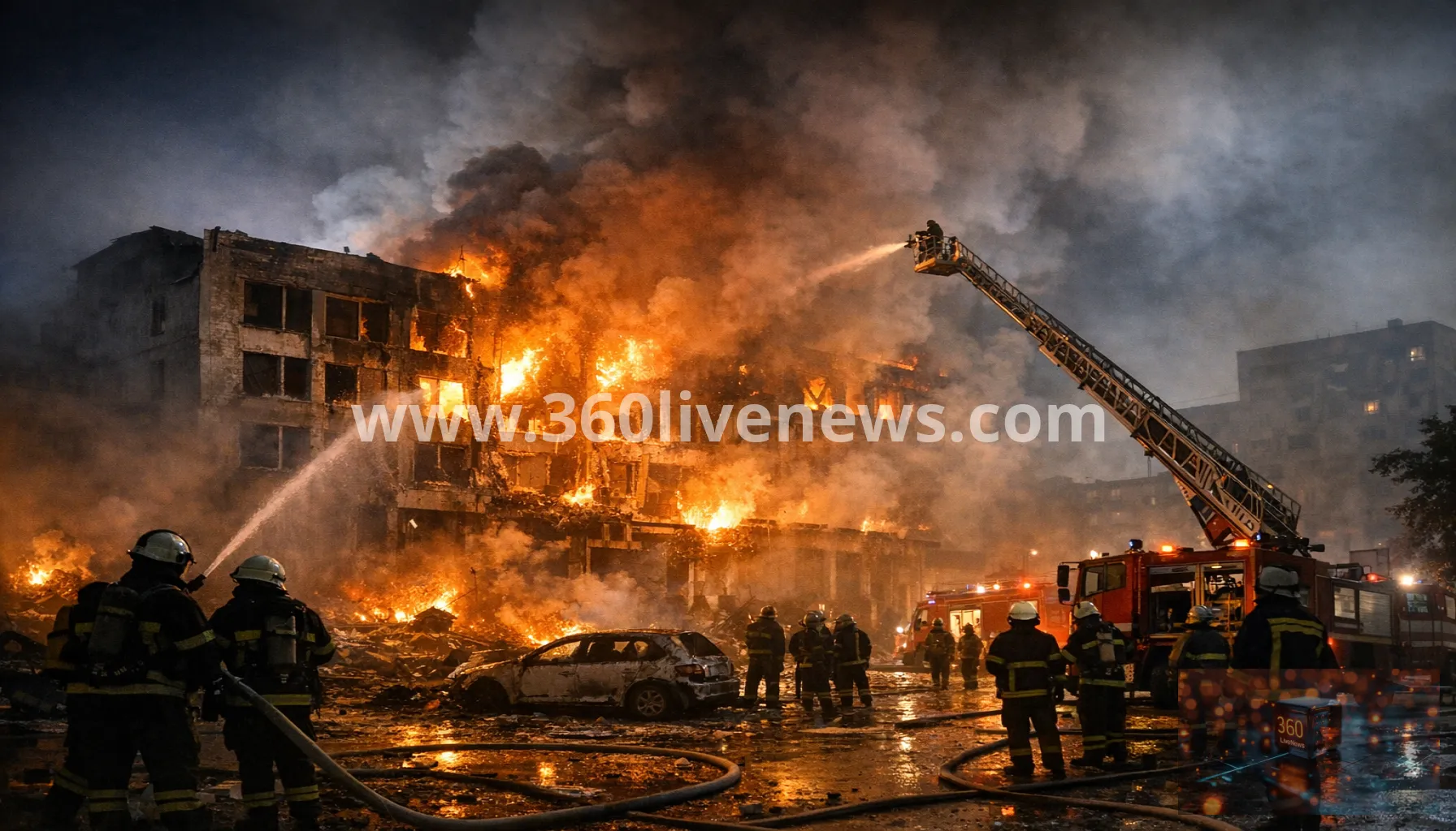 Russian drone strike sparks major fire in Kharkiv's Osnovianskyi district