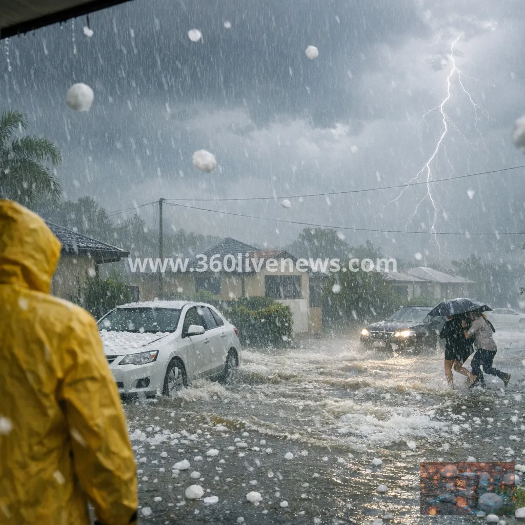 South-east Queensland faces giant hail and flash-flood risk as severe storms intensify