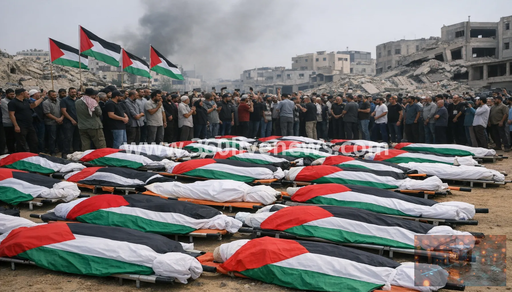 Gaza funeral held for 112 bodies recovered from Sabra rubble after 2023 strike