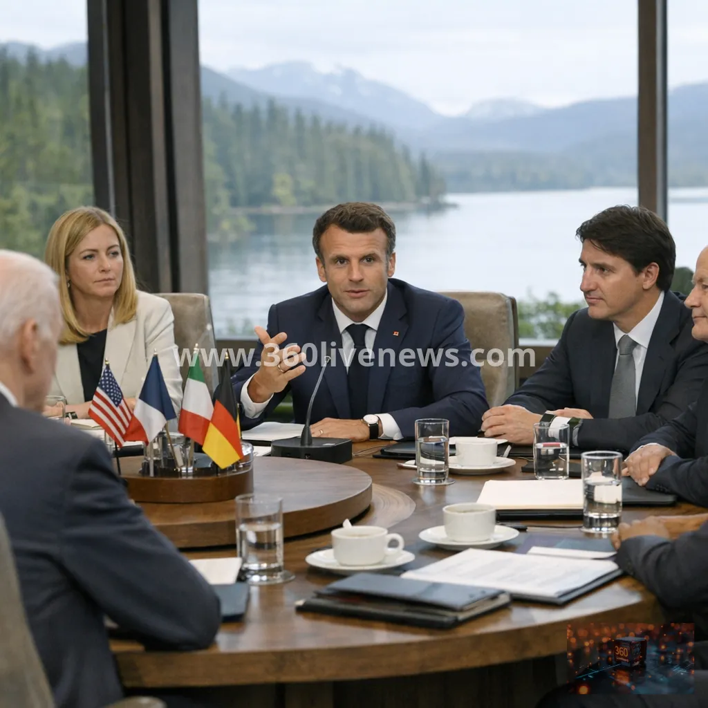 Macron says G7, including US, aligned on Ukraine support at summit in Canada