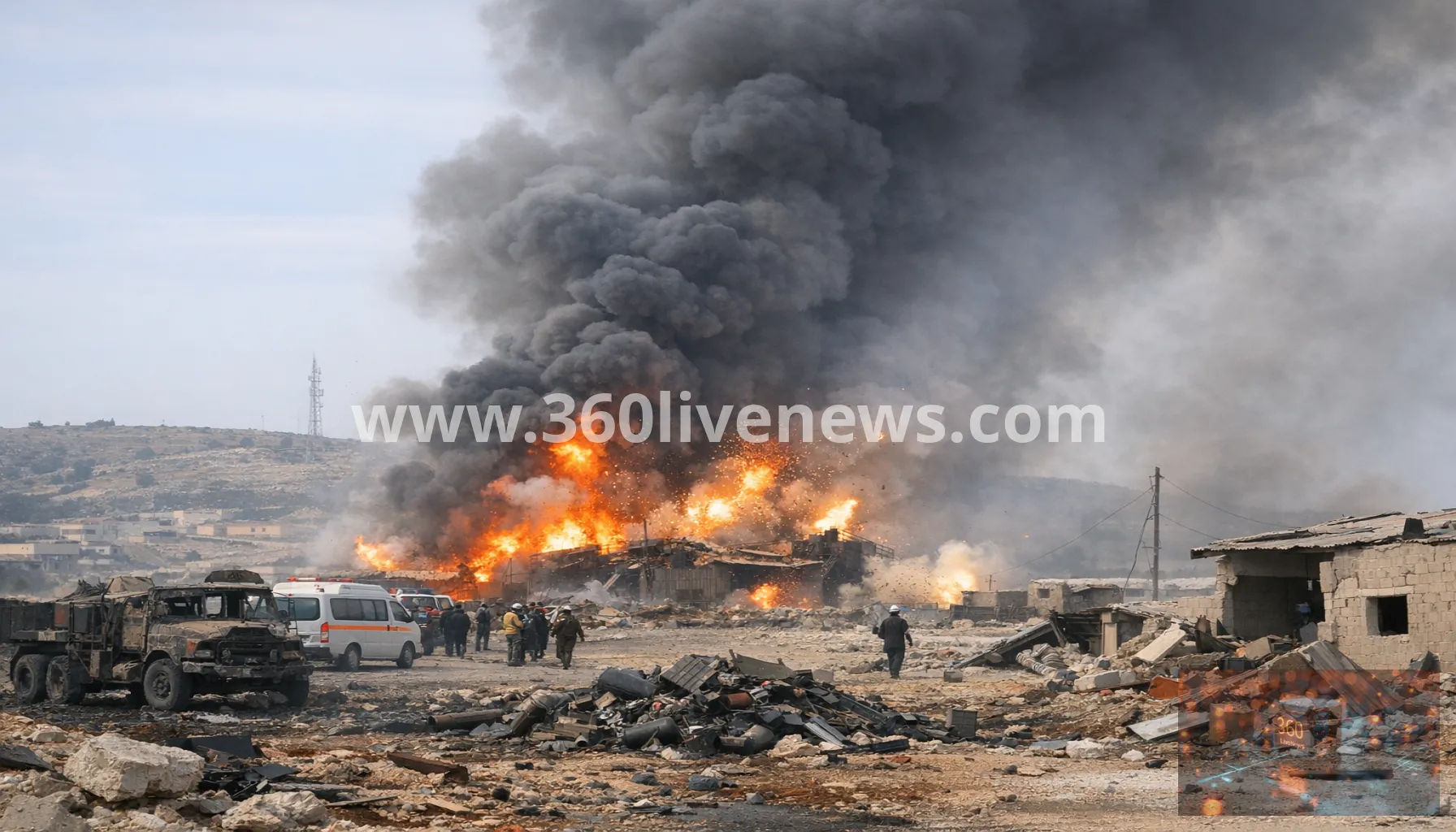 Fresh blast at Syrian arms depot injures at least four as series of explosions continues