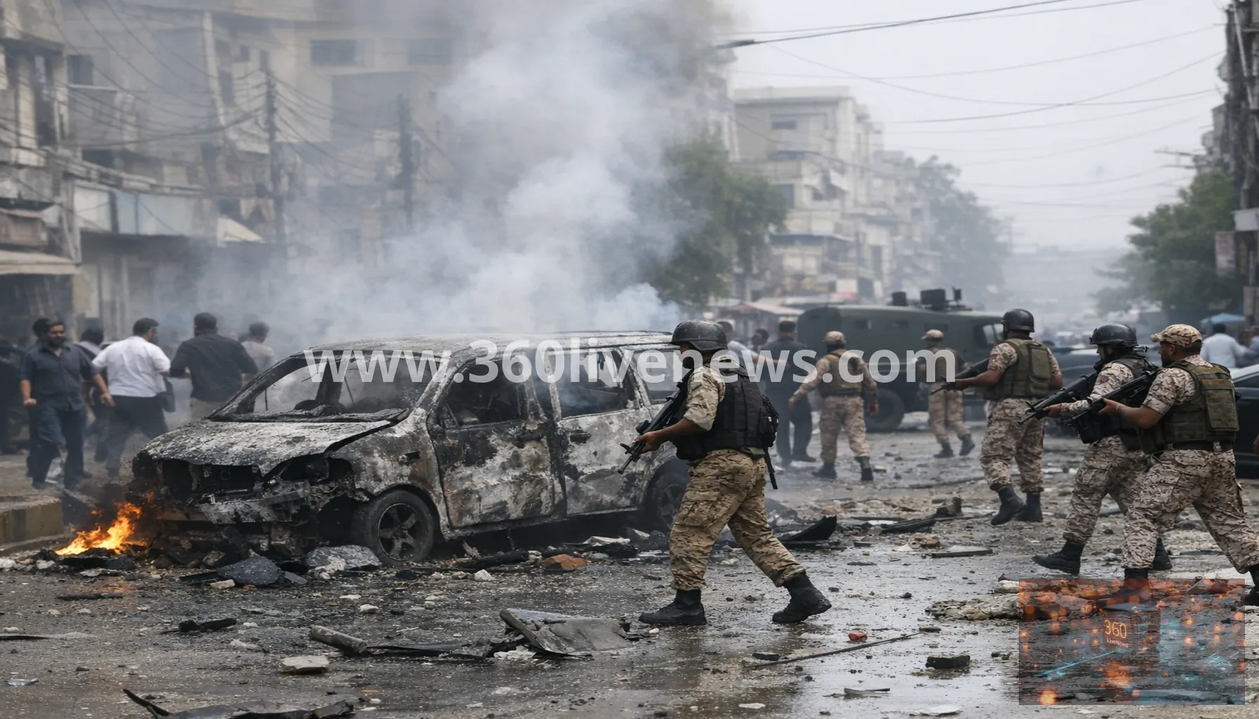 Explosion and gunfire reported near Rangers offices in Karachi