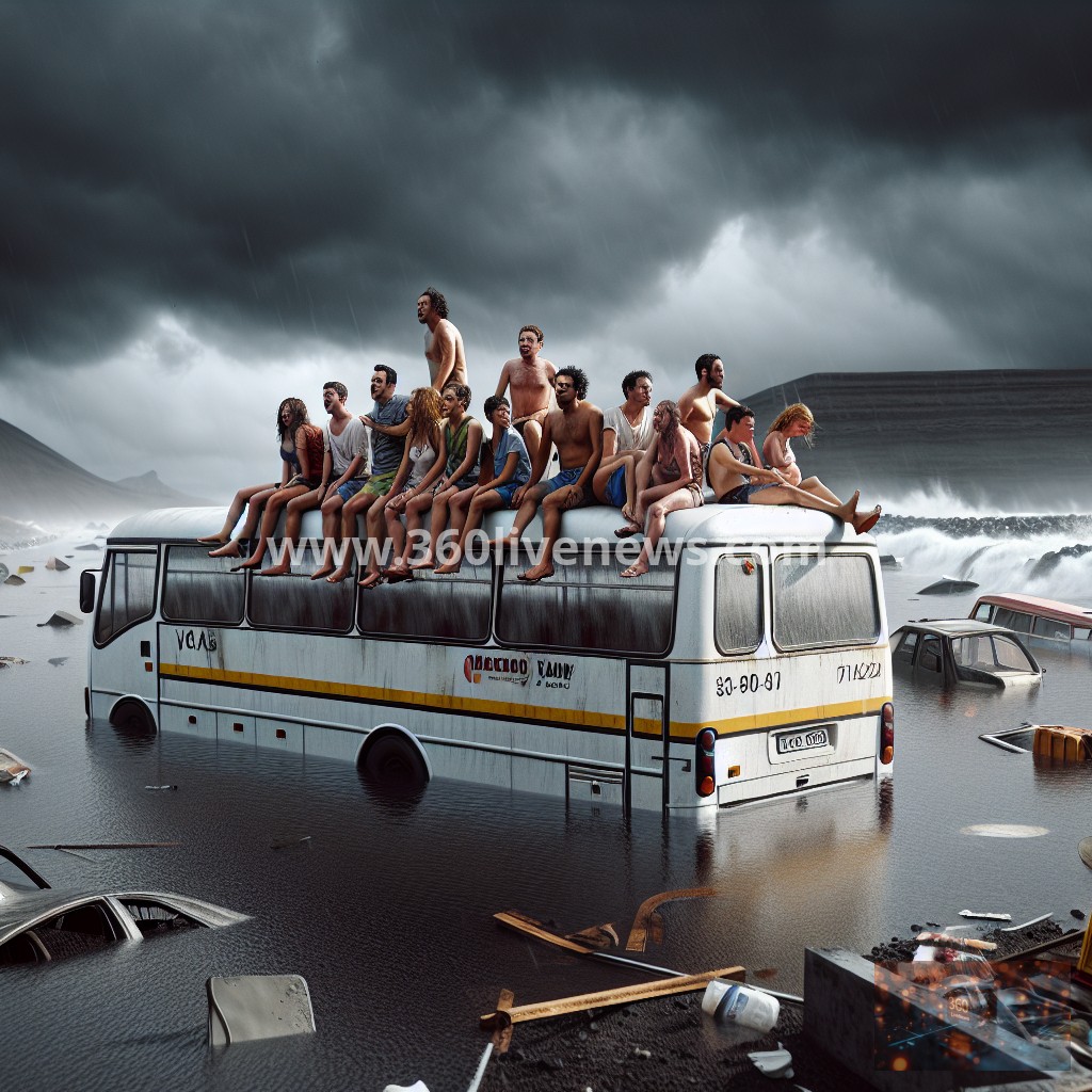 British tourists stranded on minibus during severe flooding in Tenerife caused by Storm Therese