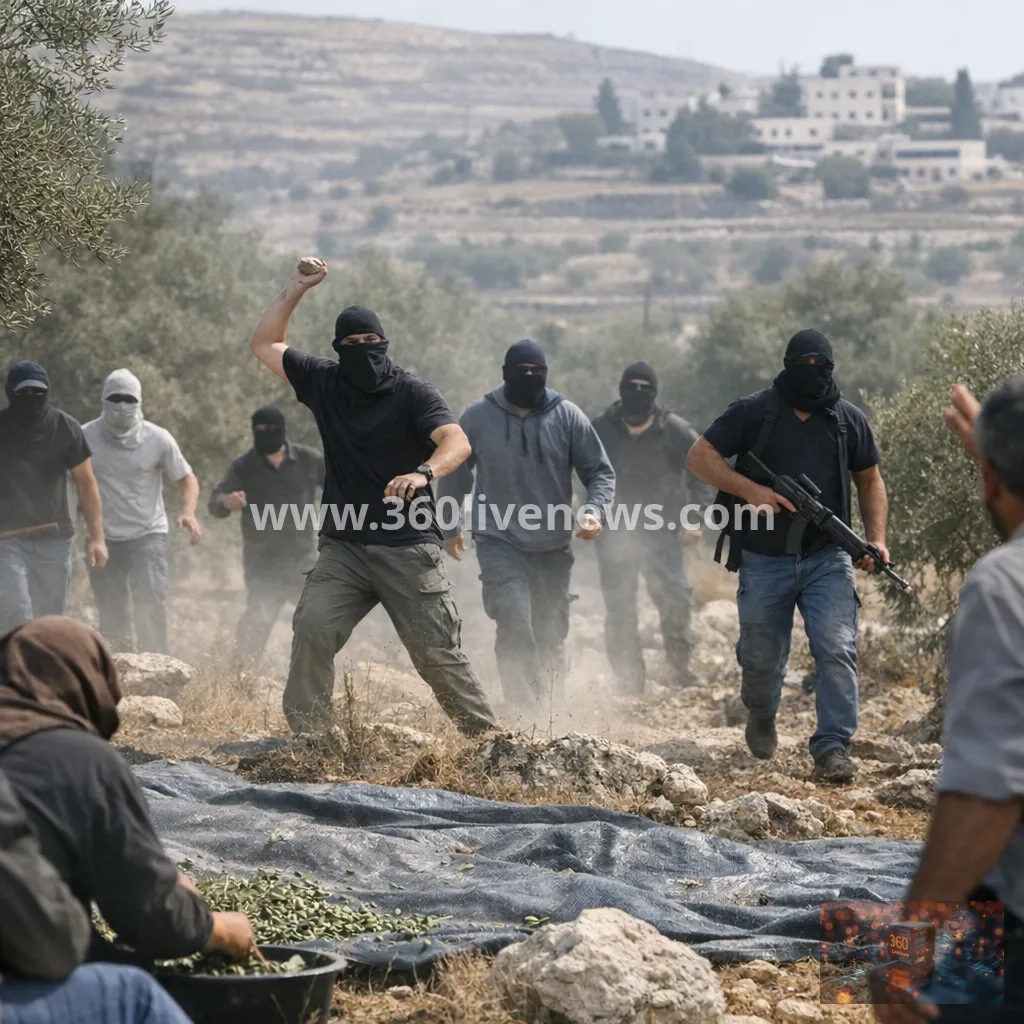 Israeli settlers attack Palestinians in West Bank olive harvest as UN warns of record violence