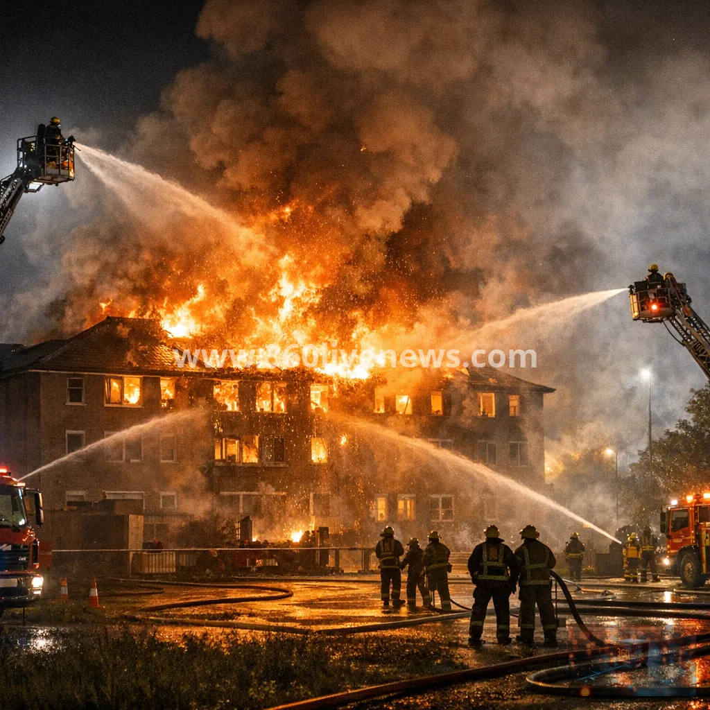 Fire burns through night at Catterick Garrison barracks accommodation block