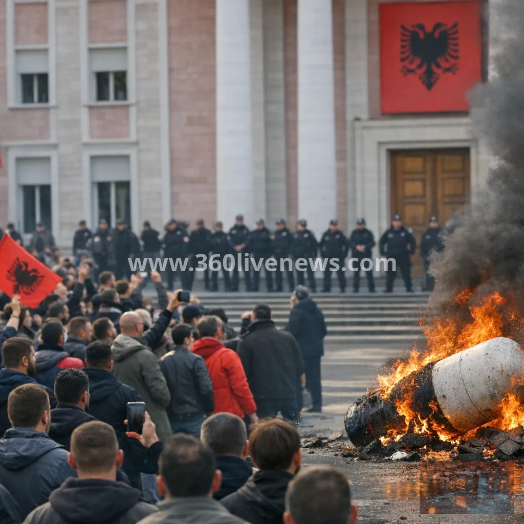 Albania protests intensify in Tirana as opposition and students mobilise outside government buildings