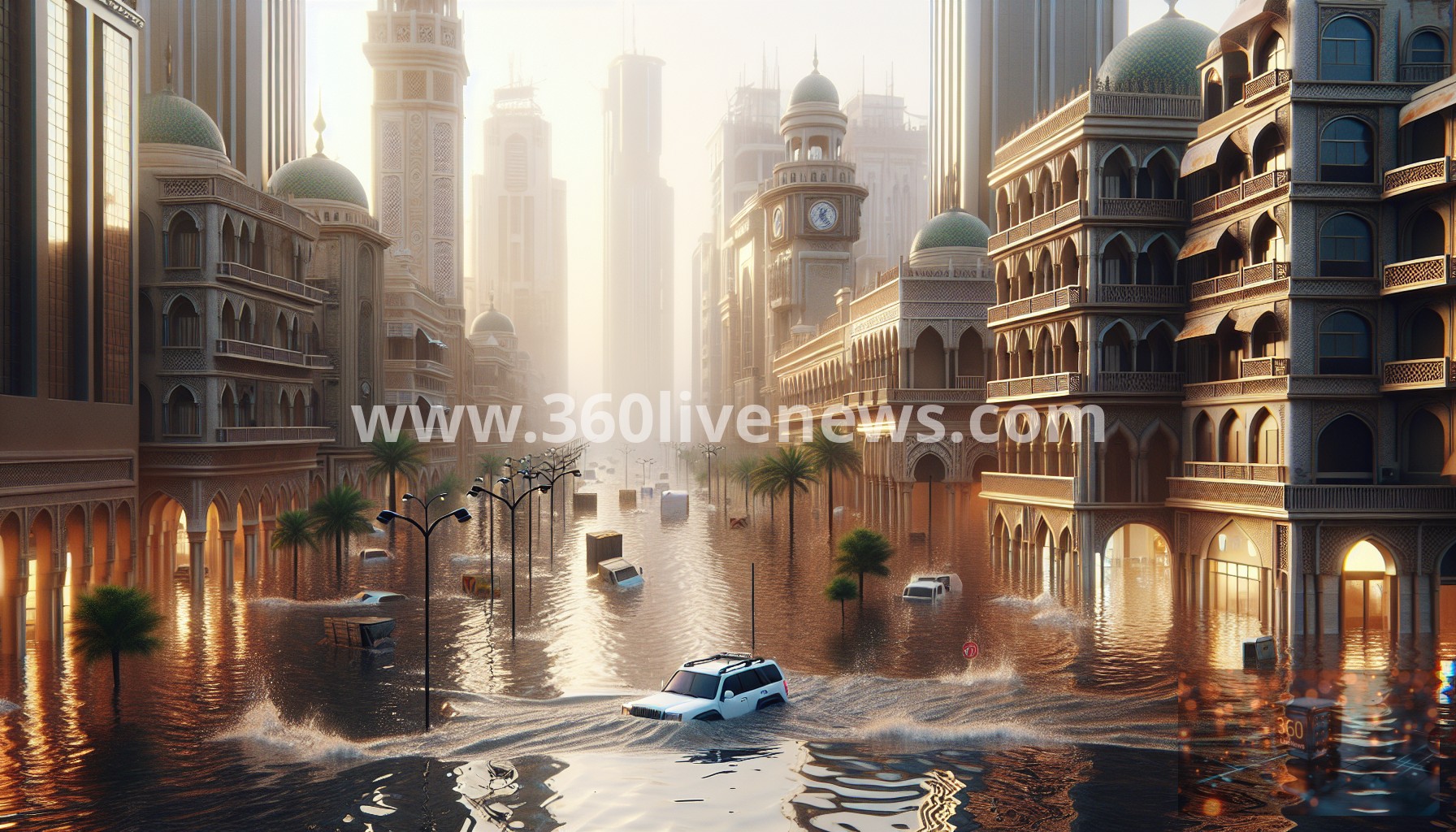 Sharjah Experiences Severe Flooding Due to Heavy Rain, Impacting Nearby Oman