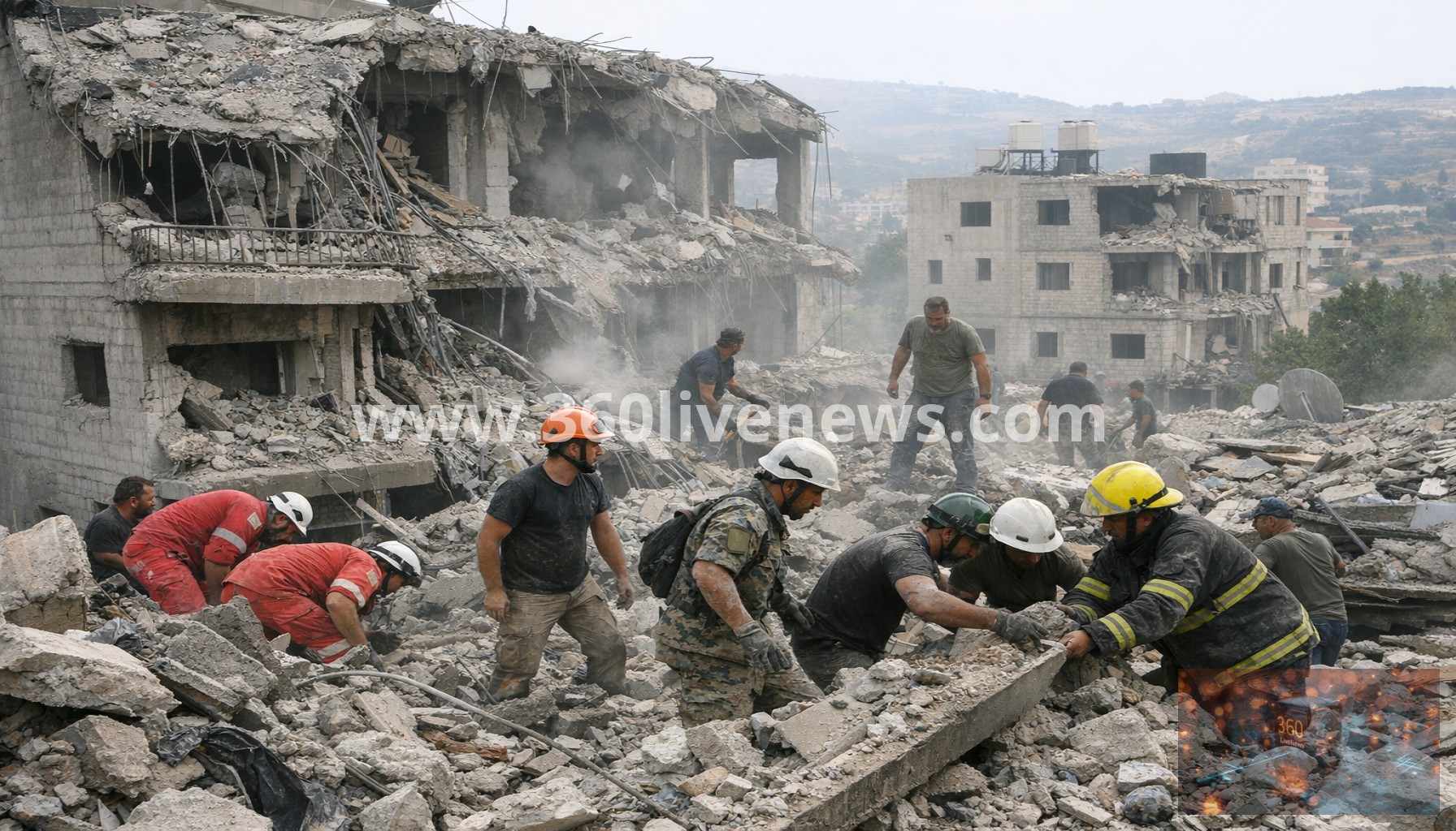 Lebanon faces aftermath of Israeli air strikes targeting Hezbollah in southern regions, with rescue efforts ongoing in Choukine