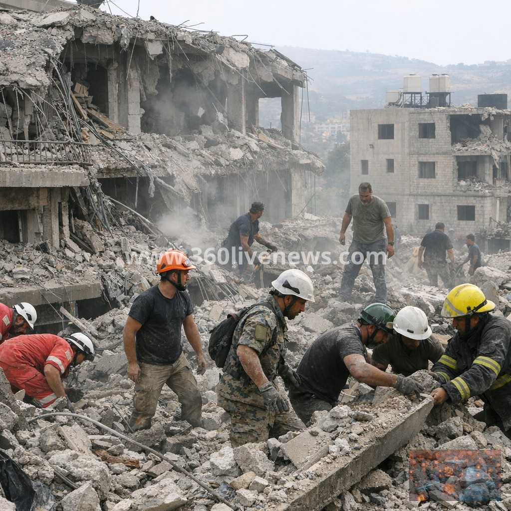 Lebanon faces aftermath of Israeli air strikes targeting Hezbollah in southern regions, with rescue efforts ongoing in Choukine