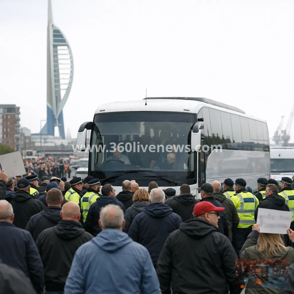 UK condemns Portsmouth anti-migrant protest blocking asylum seeker transport