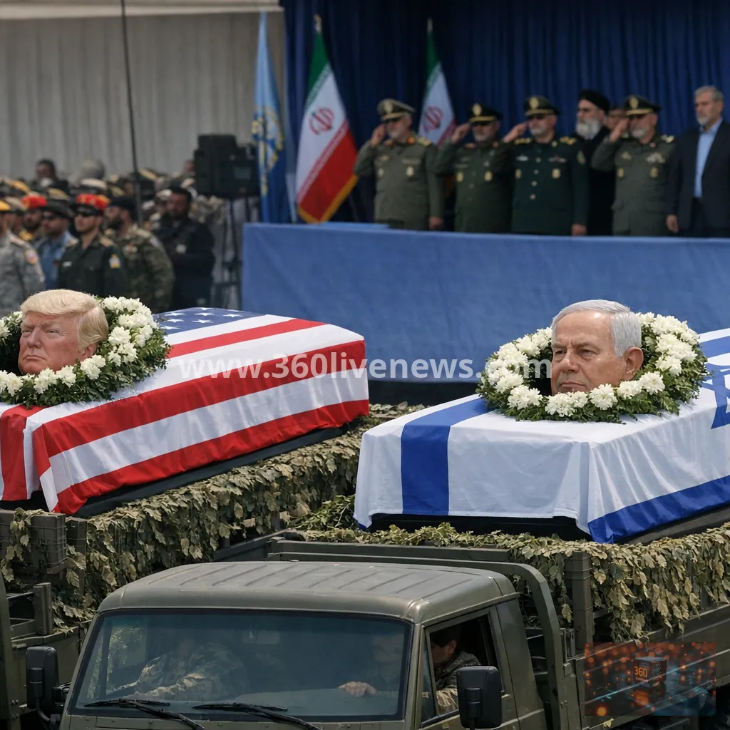 Tehran military parade features symbolic caskets of Trump and Netanyahu
