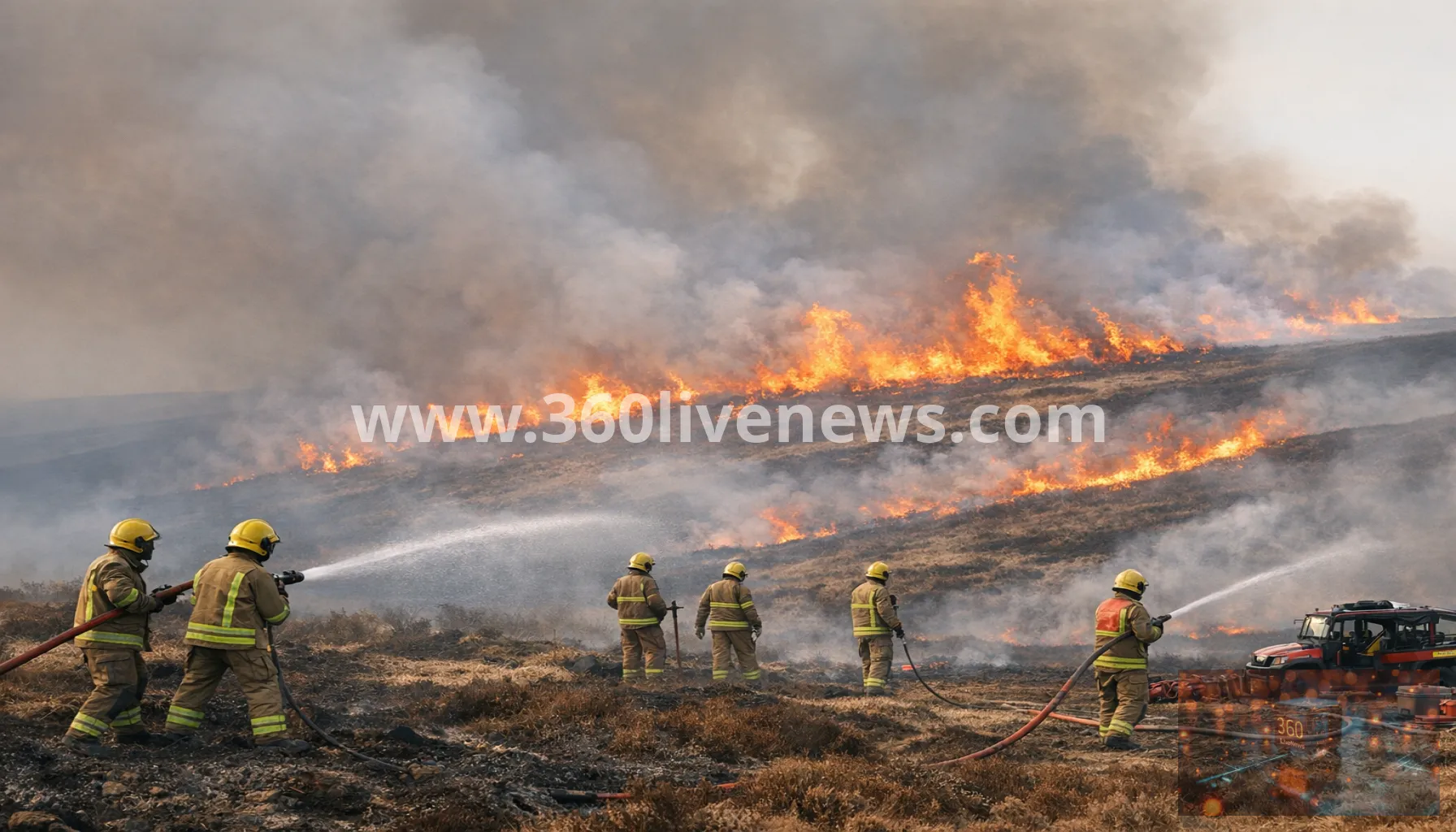 Greater Manchester moorland fire merges with Tintwistle Moor blaze as firefighters warn of days of work