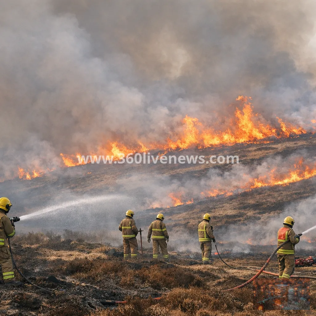 Greater Manchester moorland fire merges with Tintwistle Moor blaze as firefighters warn of days of work