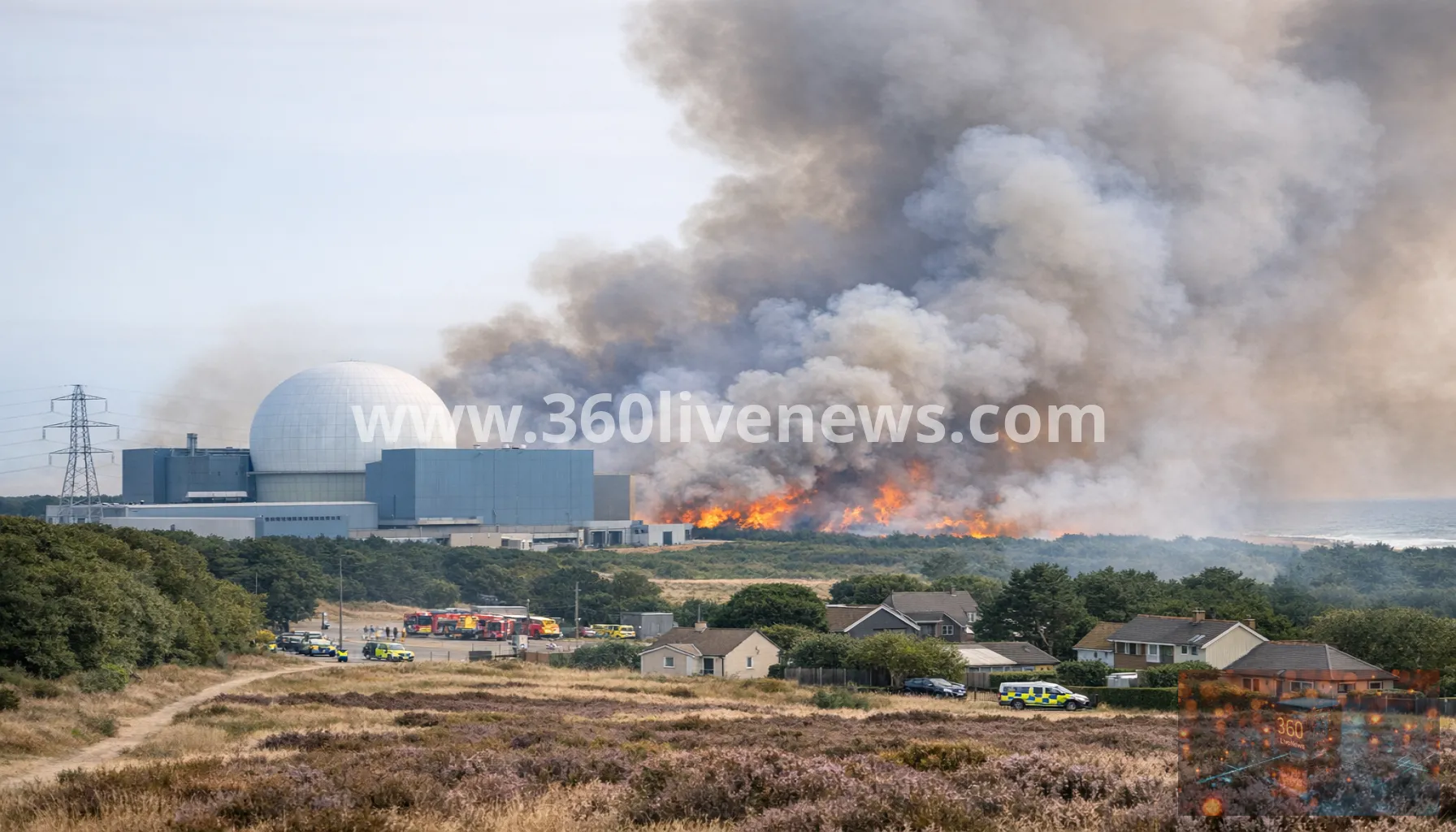 Wildfire near Dunwich Heath forces evacuations close to Sizewell B