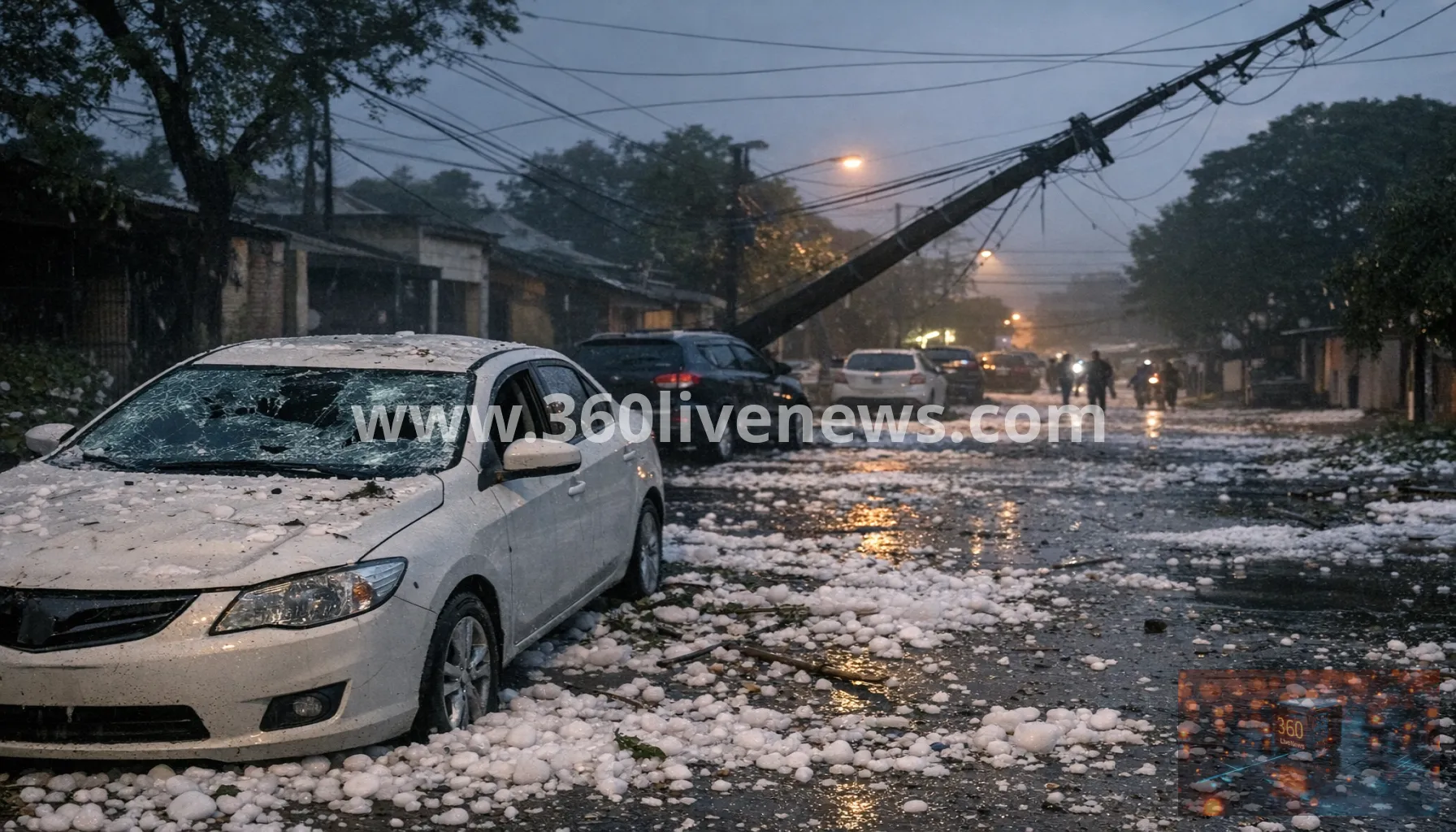 Severe hailstorm hits Asuncion, leaving cars damaged and thousands without power